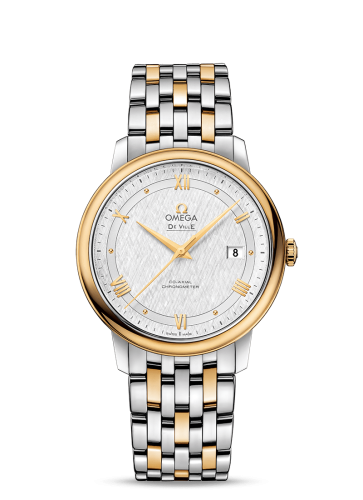 Omega De Ville Prestige Co-Axial 39.5 Stainless Steel / Yellow Gold / Vintage Silk Silver / Bracelet